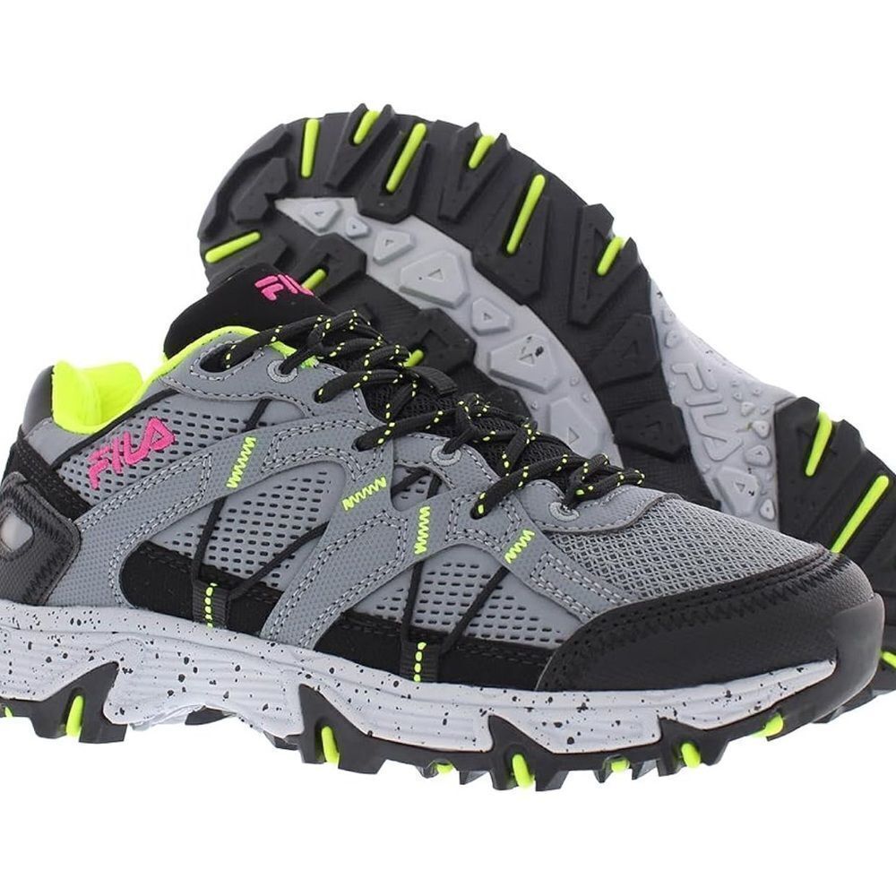 Fila Grand Tier Trail Gray and Green Athletic Shoes with Mesh Uppers Women Sz 7